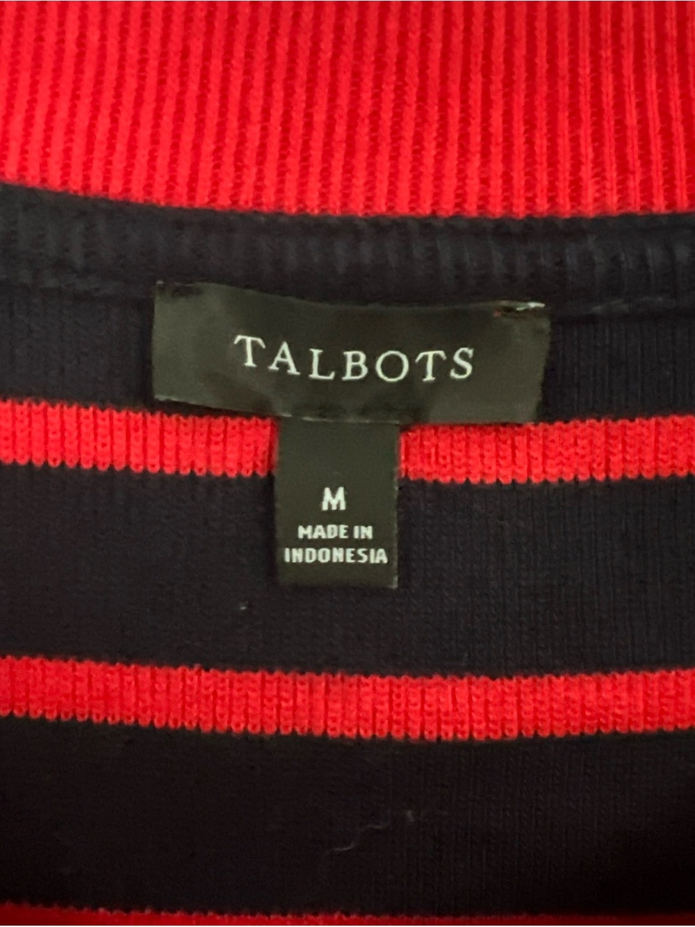 Talbots Cardigan M Navy Blue Red Striped Gold Buttons Preppy Academia, Work EUC - Picture 5 of 11